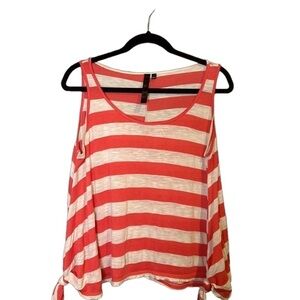 Size XL Pink and White Stripped Side Knot Tank Top
